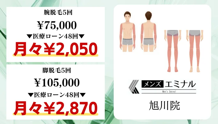 メンズエミナル旭川比較料金腕・脚