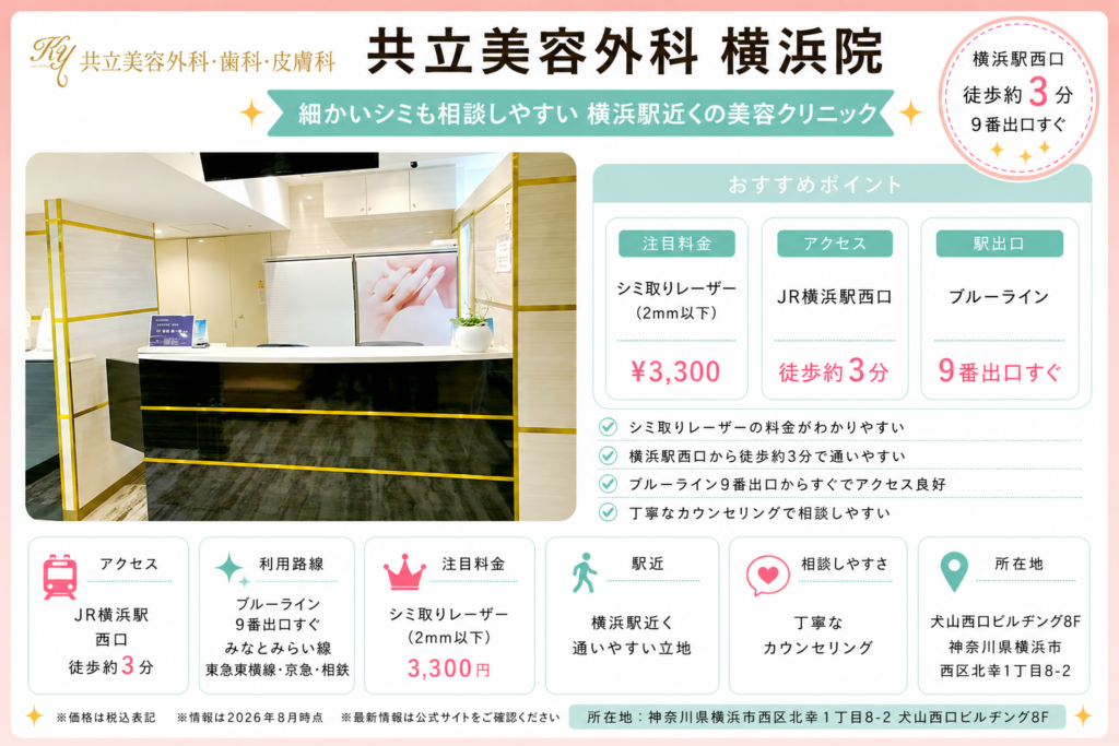横浜でシミ取りがおすすめクリニック11選｜横浜駅周辺の安い料金