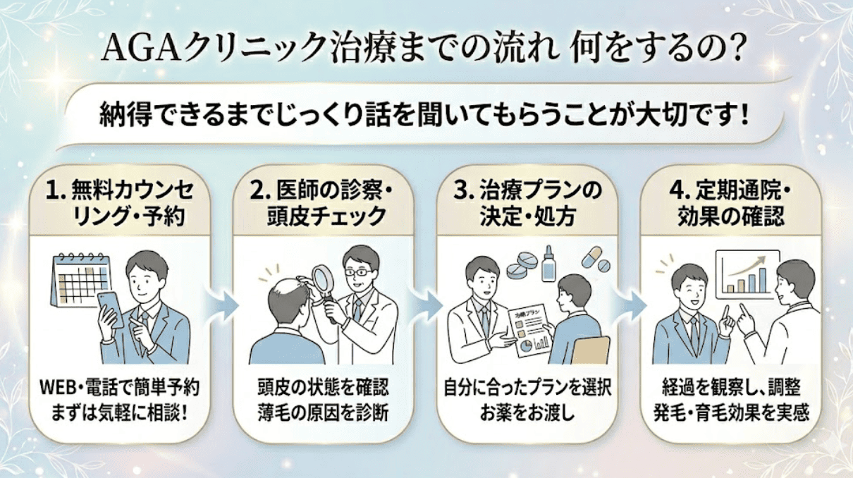 奈良でAGA治療を受ける流れ【初診〜治療開始まで】