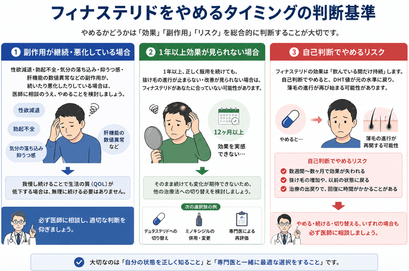 フィナステリドをやめるタイミングの判断基準