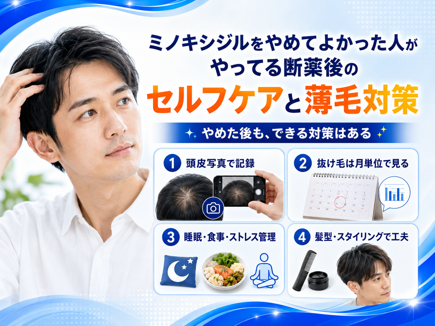ミノキシジルをやめてよかった人がやってる断薬後のセルフケアと薄毛対策