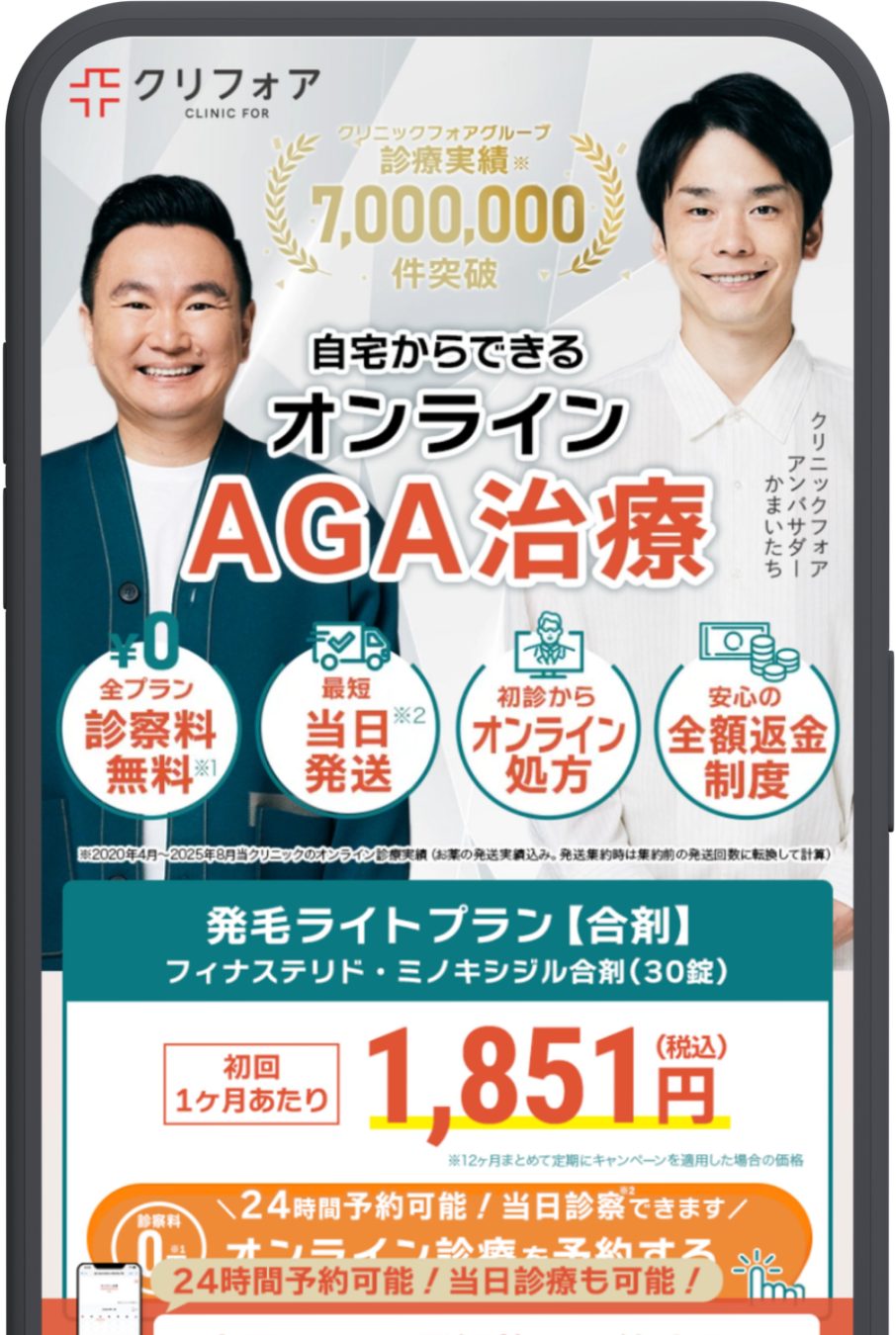クリニックフォアの早見表画像