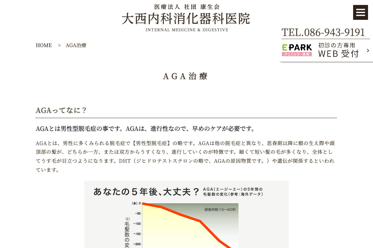 大西内科消化器科医院|岡山市東区でAGA治療の内服薬を処方の公式サイト